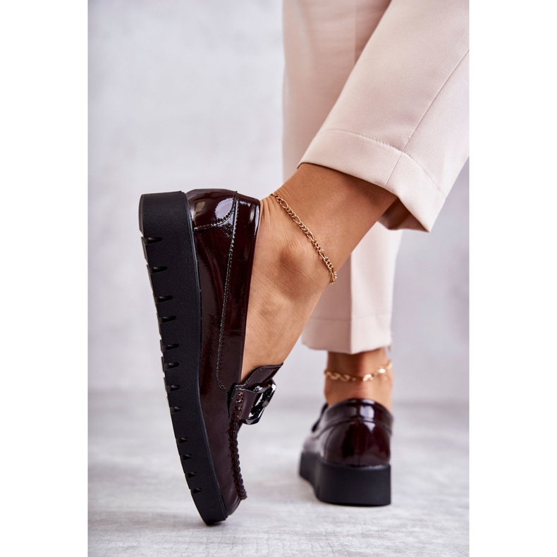 Sergio Leone Mocasini Lacuiti Pe Platforma Kjersti Burgundia roșu 5