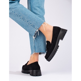 Pantofi de dama din piele intoarsa cu platforma neagra Shelovet negru 2