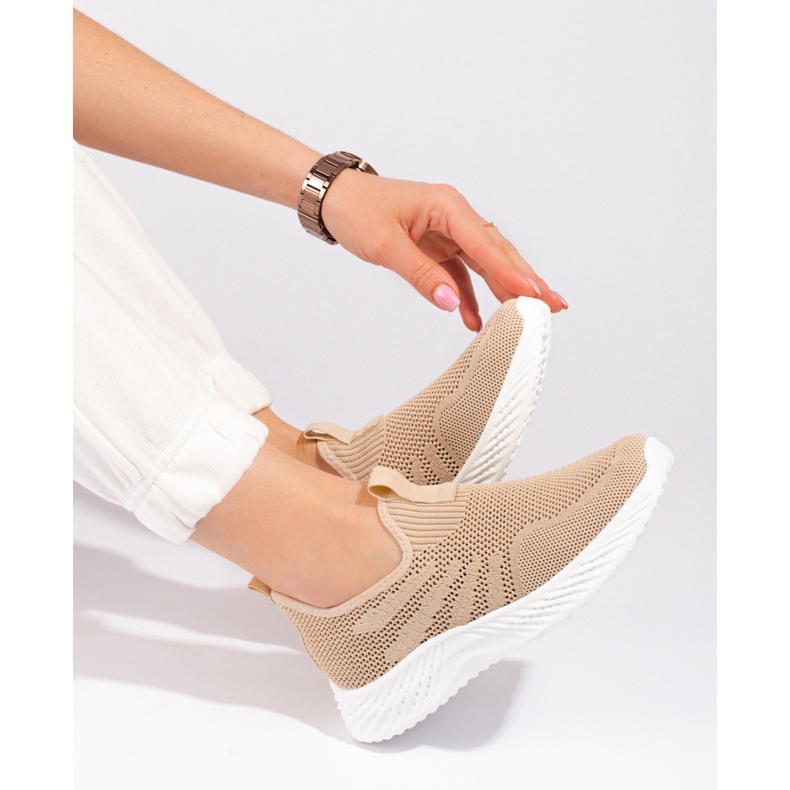 Pantofi sport ajurati Shelovet pentru dama bej 1