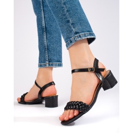 Sandale negre cu toc mic de la Shelovet negru 2