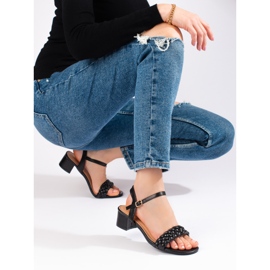 Sandale negre cu toc mic de la Shelovet negru 1