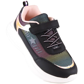 Evento Pantofi sport cu velcro pentru fetiță Miss❤E negru 1 Evento Pantofi sport cu velcro pentru fetiță Miss❤E negru 1