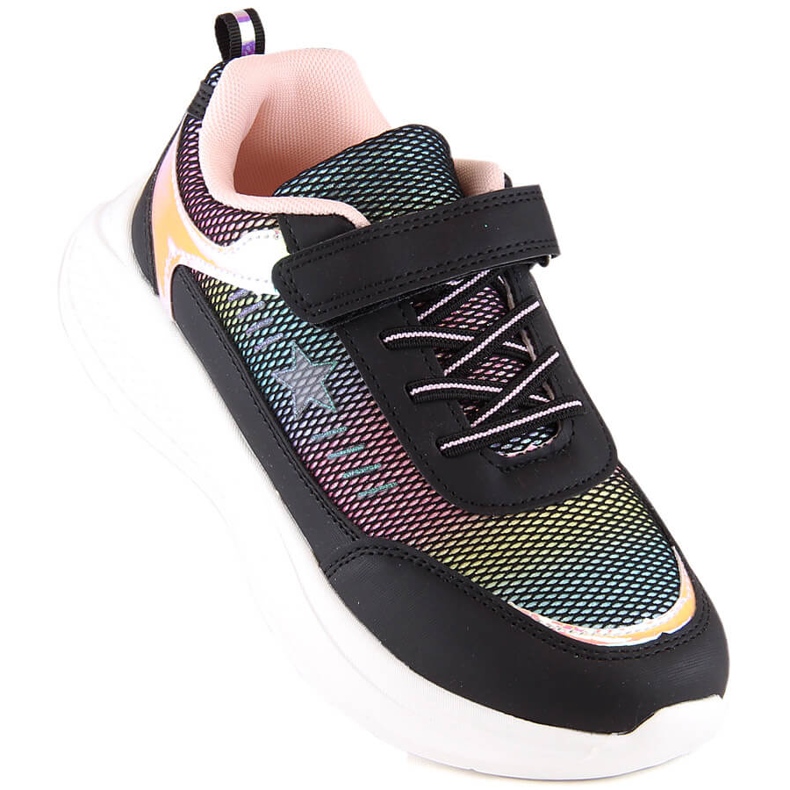 Evento Pantofi sport cu velcro pentru fetiță Miss❤E negru 1 Evento Pantofi sport cu velcro pentru fetiță Miss❤E negru 1