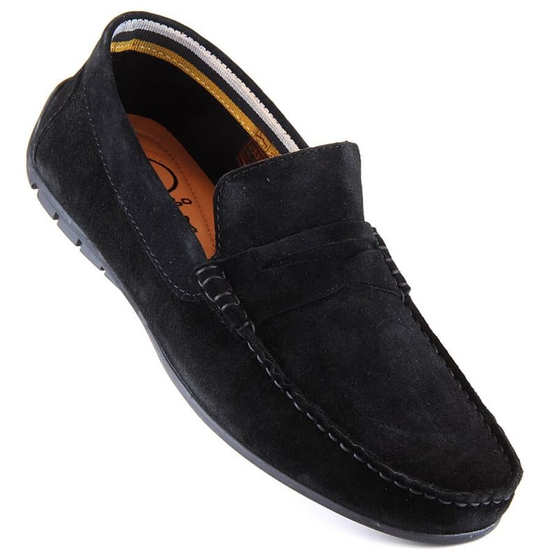 Mocasini barbati piele intoarsa neagra Filippo MP921 negru 1