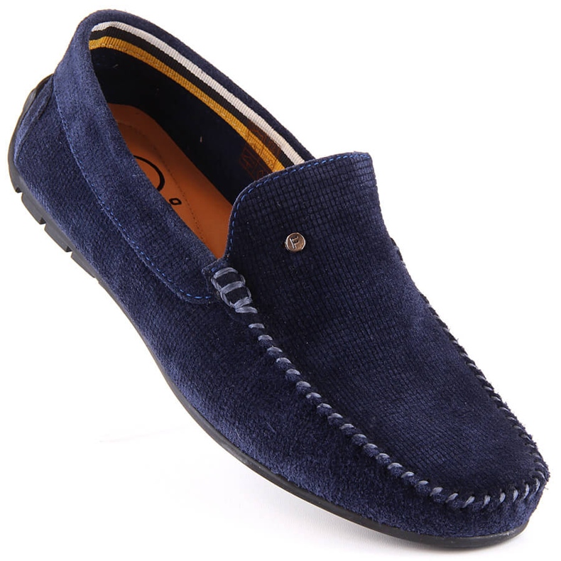 Mocasini barbati din piele intoarsa bleumarin Filippo MP923 albastru 1