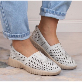 Pantofi slip-on pentru damă ajurat cu bandă elastică Jezzi MR2270-3 gri 4