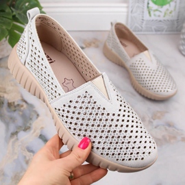 Pantofi slip-on pentru damă ajurat cu bandă elastică Jezzi MR2270-3 gri 5