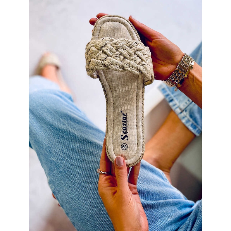 BM Papuci dama snur Erika Beige bej 2