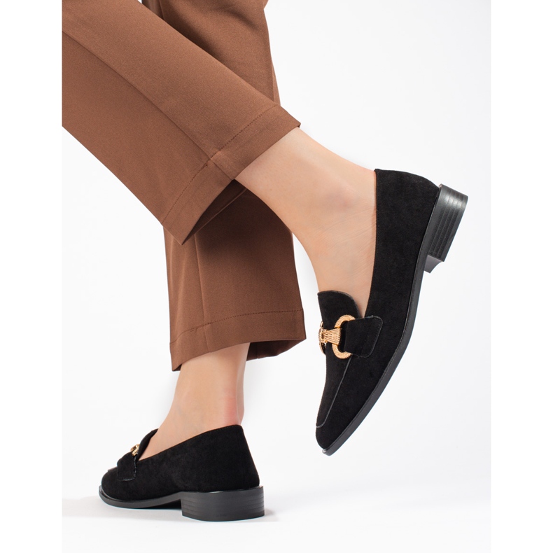 Seastar Mocasini de dama Shelovet din piele intoarsa neagra negru 2