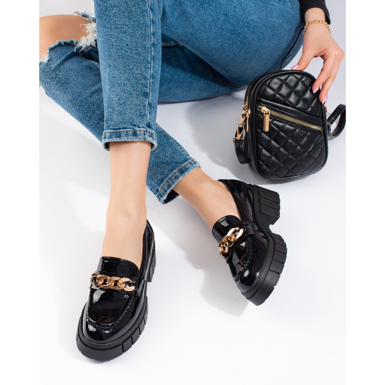 Pantofi cu platformă lăcuit negru Shelovet 2