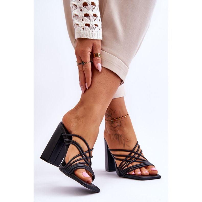 Sandale Toc Înalt Cu Bretele Negre Beckie negru 2