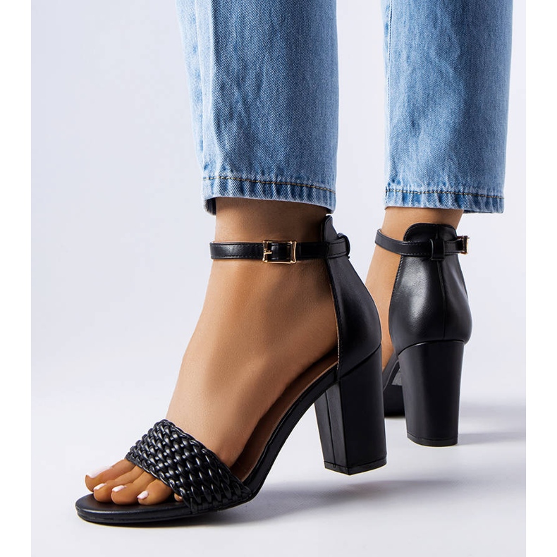 Sandale bloc împletite negre de la Oliveirinhas negru 1