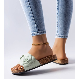 Sandale verzi decorate cu o floare Desaulniers verde 1