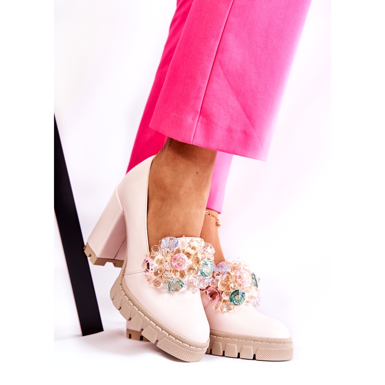 PA2 Pompe Elegante Cu Ornament Uni Roz Deschis Caterine 3