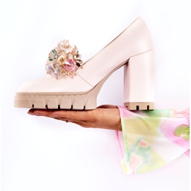 PA2 Pompe Elegante Cu Ornament Uni Roz Deschis Caterine 4