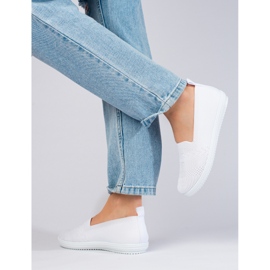 Tenisi slip-on dama din material textil Shelovet alb 2
