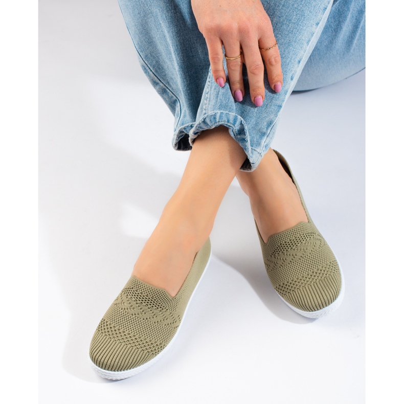 Tenisi slip-on de dama din material textil Shelovet verde 2 Tenisi slip-on de dama din material textil Shelovet verde 2