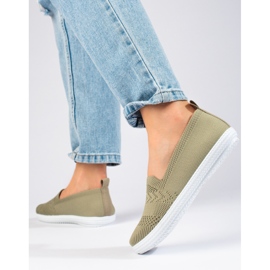Tenisi slip-on de dama din material textil Shelovet verde 1 Tenisi slip-on de dama din material textil Shelovet verde 1