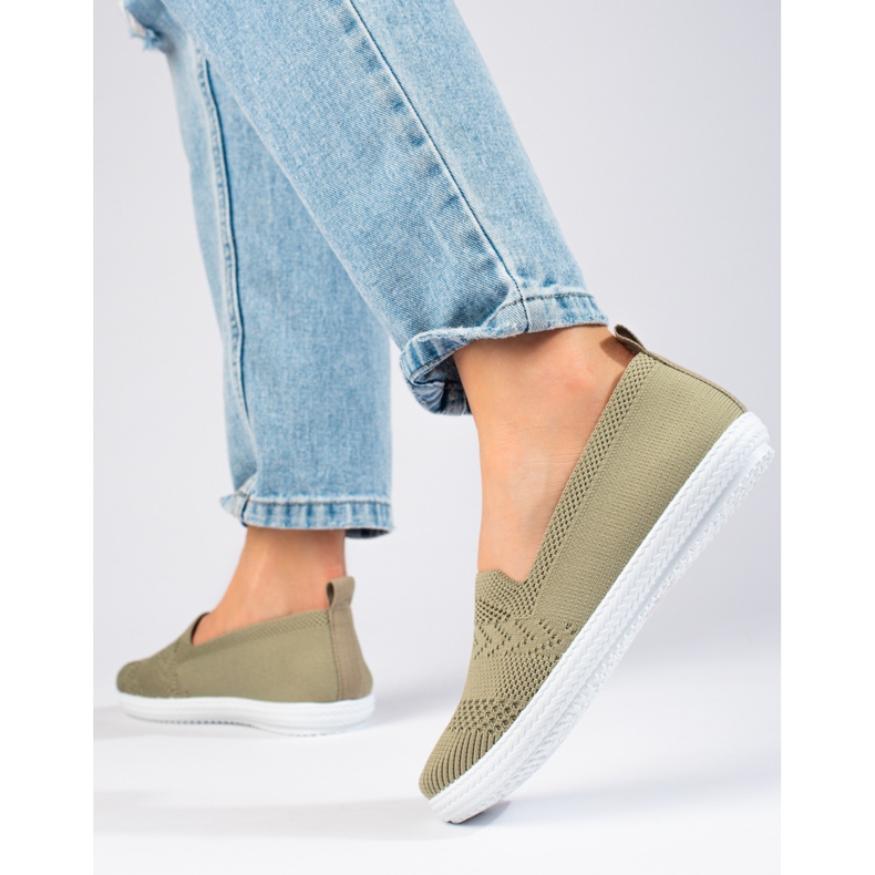 Tenisi slip-on de dama din material textil Shelovet verde 1 Tenisi slip-on de dama din material textil Shelovet verde 1