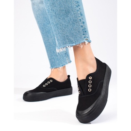 Tenisi negri Shelovet cu slip-on negru 2