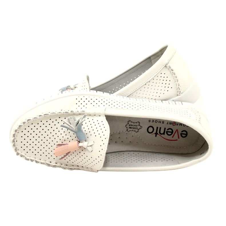 Mocasini Ajurat La Moda Cu Franjuri Evento 23PB08-5372 Alb 6