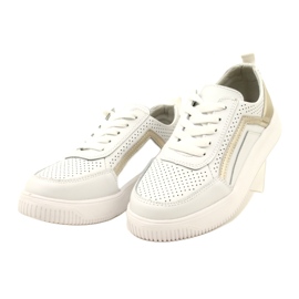 Adidași din piele alb și auriu cu șireturi Evento 23PB08-5389 3