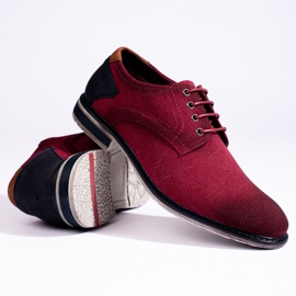 Pantofi bărbați din material textil Shelovet visiniu roșu 1