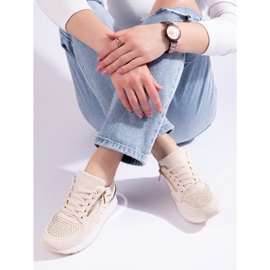 Tenisi de damă cu pană bej Shelovet 1