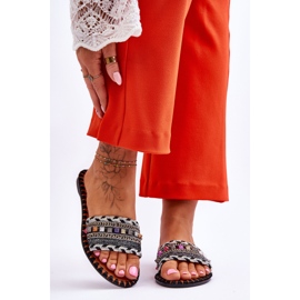 Papuci Bellisa pentru damă, negri, decorati negru 1