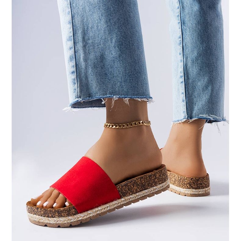 Șlapi roșii cu tălpi de plută de la Clovis roșu 2