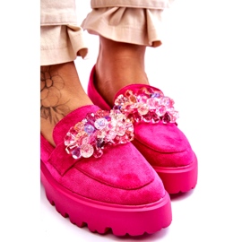 Bestelle Mocasini cu platforma impodobiti de dama fucsia Brenda roz 3