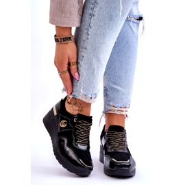 S.Barski Pantofi sport cu pană din piele de damă Negru Rebeca 1