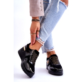 S.Barski Pantofi sport cu pană din piele de damă Negru Rebeca 2