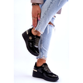 S.Barski Pantofi sport cu pană din piele de damă Negru Rebeca 4