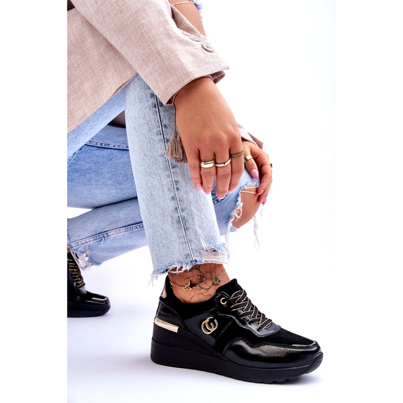 S.Barski Pantofi sport cu pană din piele de damă Negru Rebeca 6