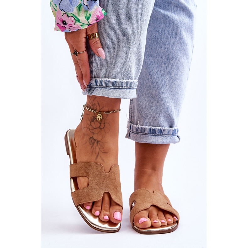 Seastar Papuci de damă clasici din piele intoarsa Bej Evana 2