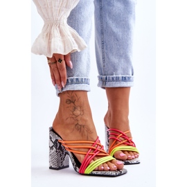 Papuci cu toc inalt cu bretele de sarpe Neon Beckie negru 1