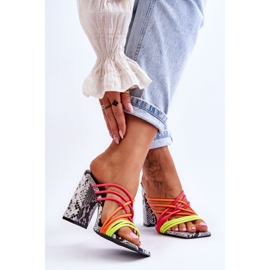 Papuci cu toc inalt cu bretele de sarpe Neon Beckie negru 2