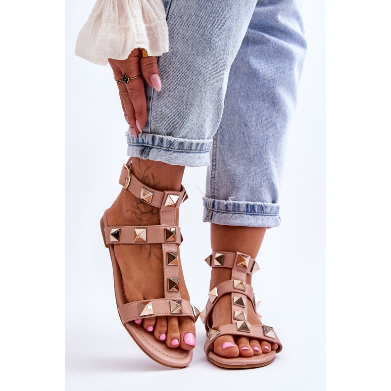 Sandale Damă Piele Cu Știfturi Mari Mishigan Nud roz 1