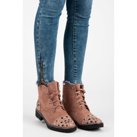 Ideal Shoes Muncitori din piele de căprioară roz 1