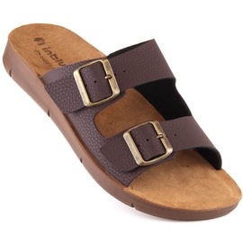 Sandale confortabile pentru bărbați cu catarame maro Inblu CM000028-043 1