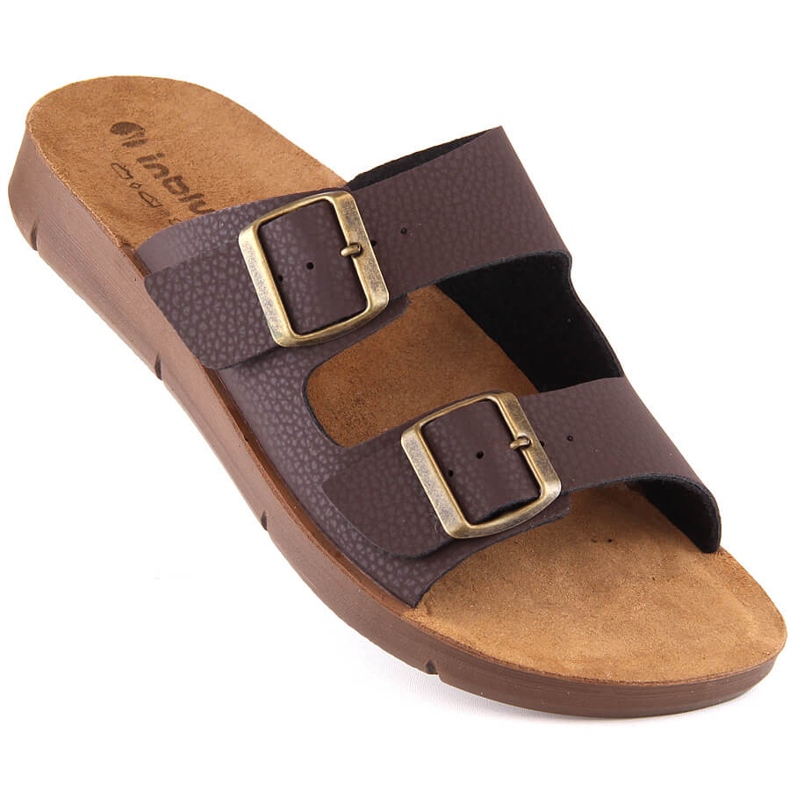 Sandale confortabile pentru bărbați cu catarame maro Inblu CM000028-043 1