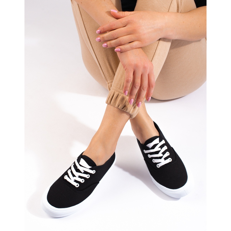 Tenisi clasici de dama cu siret Shelovet negri negru 1