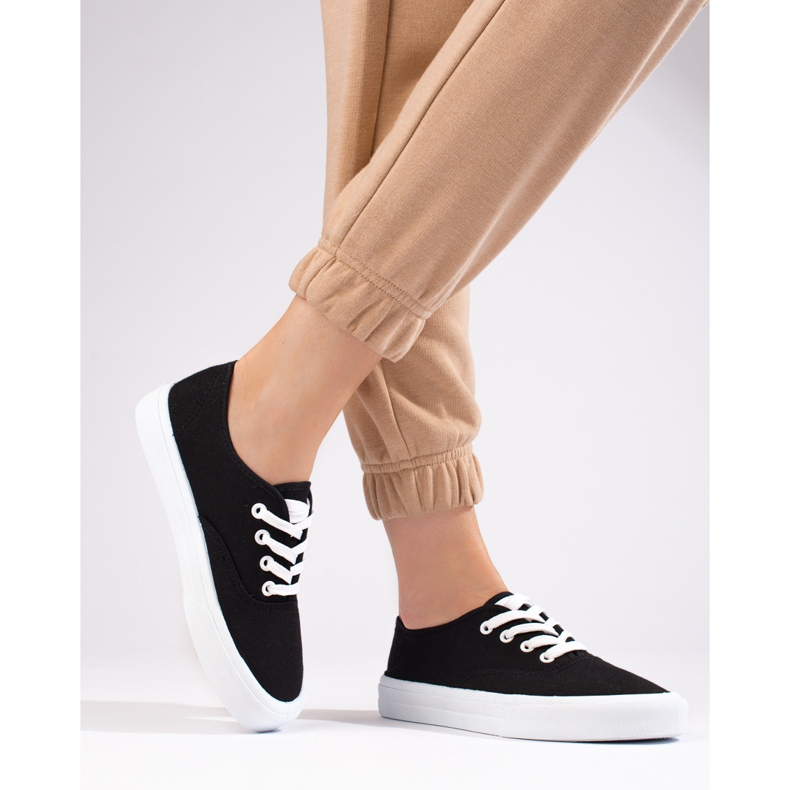 Tenisi clasici de dama cu siret Shelovet negri negru 2