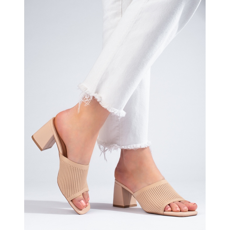 Papuci textile dama Shelovet bej 1