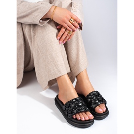 Papuci negri pe o platformă groasă Shelovet negru 1