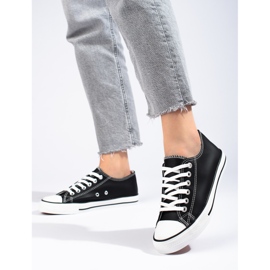 Tenisi clasici negri Shelovet din piele ecologica negru 1