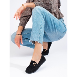 Mocasini de dama de piele intoarsa neagra Shelovet negru 1