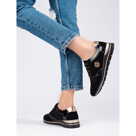 Pantofi sport din piele neagra Shelovet negru 1