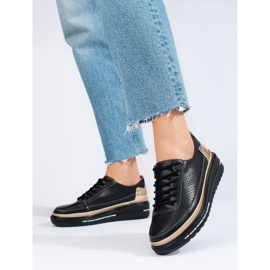 Pantofi sport din piele neagra Shelovet negru 1